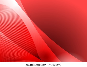 Red abstract template for card or banner. Metal Background with waves and reflections. Business background, silver, illustration. Illustration of abstract background with a metallic element