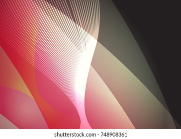 Red abstract template for card or banner. Metal Background with waves and reflections. Business background, silver, illustration. Illustration of abstract background with a metallic element