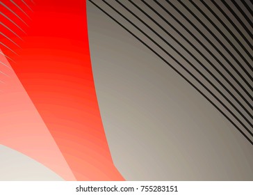 Red abstract template for card or banner. Metal Background with waves and reflections. Business background, silver, illustration. Illustration of abstract background with a metallic element