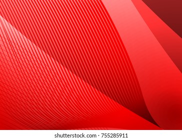 Red abstract template for card or banner. Metal Background with waves and reflections. Business background, silver, illustration. Illustration of abstract background with a metallic element