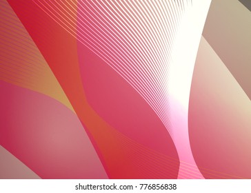 Red abstract template for card or banner. Metal Background with waves and reflections. Business background, silver, illustration. Illustration of abstract background with a metallic element