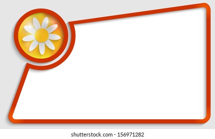 red abstract text frame and flower