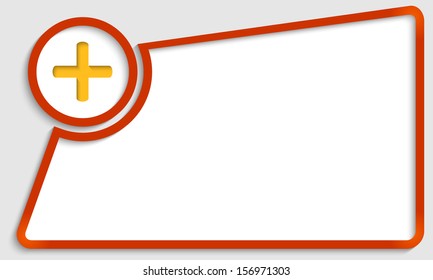 red abstract text frame and plus sign