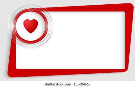 red abstract text frame and transparent circle with heart