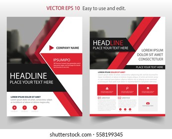 Red abstract triangle annual report Brochure design template vector. Business Flyers infographic magazine poster.Abstract layout template ,Book Cover presentation portfolio.