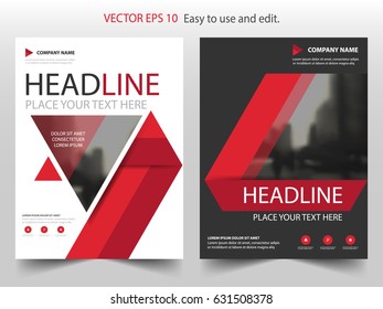 Red abstract triangle annual report Brochure design template vector. Business Flyers infographic magazine poster.Abstract layout template ,Book Cover presentation portfolio.