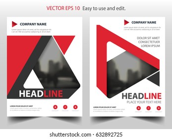 Red abstract triangle annual report Brochure design template vector. Business Flyers infographic magazine poster.Abstract layout template ,Book Cover presentation portfolio.