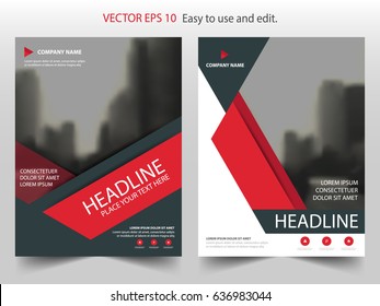 Red abstract triangle annual report Brochure design template vector. Business Flyers infographic magazine poster.Abstract layout template ,Book Cover presentation portfolio.