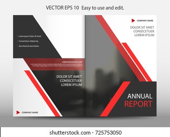 Red abstract triangle annual report Brochure design template vector. Business Flyers infographic magazine poster.Abstract layout template ,Book Cover presentation portfolio.