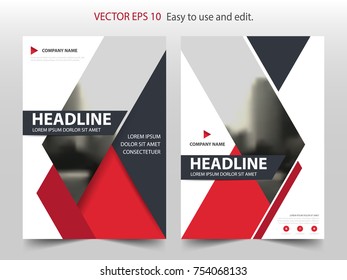Red abstract triangle  Brochure annual report design template vector. Business Flyers infographic magazine poster.Abstract layout template ,Book Cover presentation portfolio.