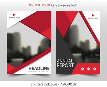 Red abstract triangle  Brochure annual report design template vector. Business Flyers infographic magazine poster.Abstract layout template ,Book Cover presentation portfolio.