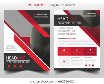 Red abstract triangle Brochure design template vector. Business Flyers infographic magazine poster.Abstract layout template ,Book Cover presentation portfolio.