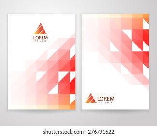 Red abstract triangle brochure flyer in A4 size. Trendy business concept with logo design. Creative vector illustration.