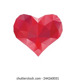 Red Abstract Triangle Geometrical Heart on white background. Happy Valentine's Day Greeting Card
