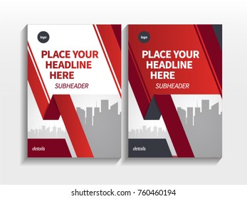Red Abstract Triangle Theme with Image in Business Brochure Design Template Vector.  Book, Cover, Annual Report, Magazine, Poster, Corporate Presentation, Portfolio
