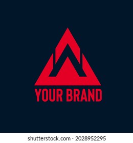 Red abstract triangle vector illustration isolated on dark background fit for company logo of outdoor gear product