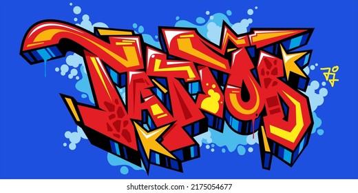 Red Abstract Urban Graffiti Street Art Word Tattoo Lettering Vector Illustration Template Element