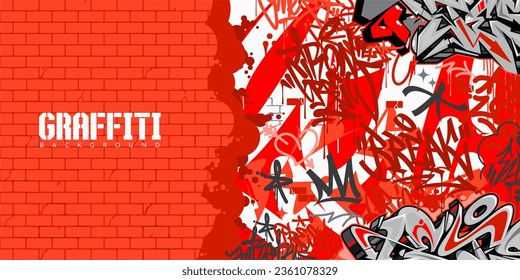 Red Abstract Urban Style Hiphop Graffiti Street Art Vector Illustration Background Template