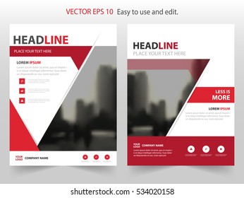 Red abstract Vector annual report Leaflet Brochure Flyer, book cover layout design, abstract business presentation template, a4 size 
