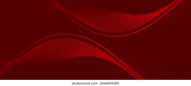 Red abstract vector background with flowing curved lines and gradient effect, perfect for modern designs, technology, business, or elegant presentations.