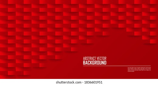 Red abstract vector background. Red geometric paper art style background, texture can be used in cover, book, poster, website or advertising design.
