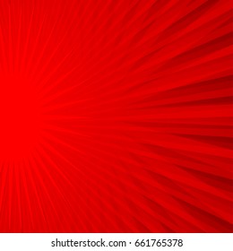Red abstract vector background illustration with rays.