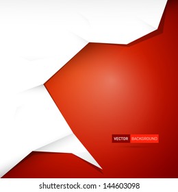 Red abstract vector background with white paper placed