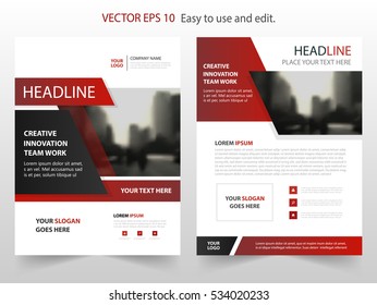 Red abstract Vector Brochure Leaflet Flyer annual report, book cover layout design, abstract business presentation template, a4 size 
