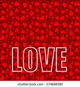 Red abstract vector illustration with hearts on love