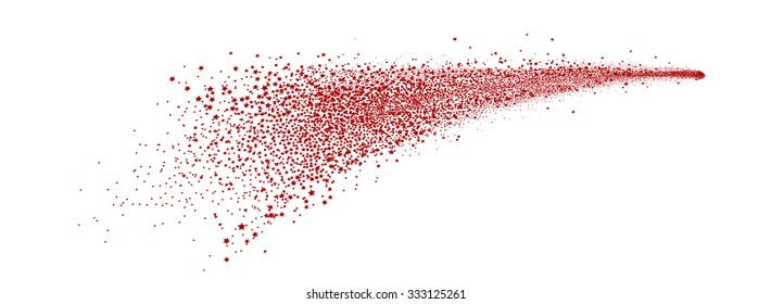 Red Abstract Vector Shooting Star Tail Silhouette - Falling Star - Isolated on White Background. With Space for Your Own Text Message Above the Stars.