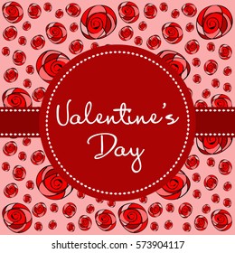 red abstract vector texture with roses on Valentine's Day