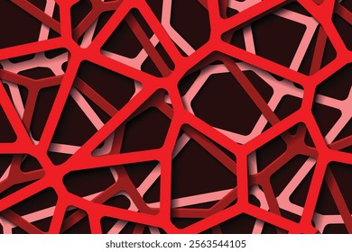 Red Abstract Voronoi Cell 3D geometric background 