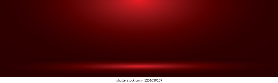 Red abstract wall and studio room - panoramic background or studio with blank space