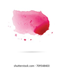 Red abstract watercolor background for logo. Hand drawn stains and splashes. Vector texture handmade
