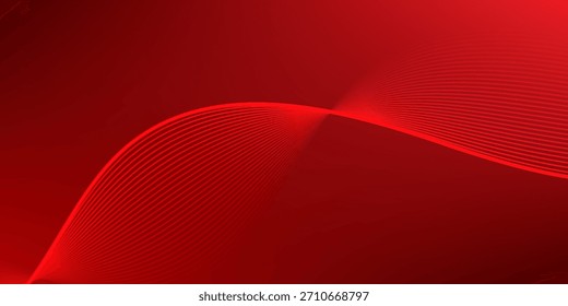 Fundo de Onda Abstrata Vermelha. Linhas de fluxo futurista, padrão de gradiente moderno para banner e design tecnológico