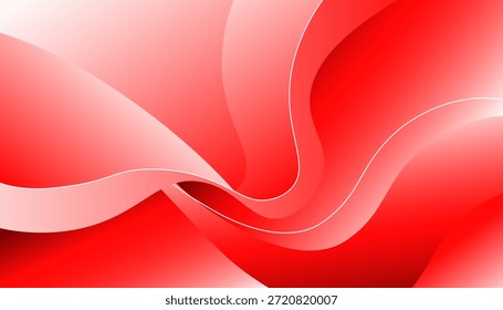 Fundo de onda abstrata vermelho com curvas de gradiente suave e fluindo formas líquidas Vetor design