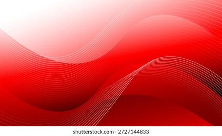 Plano de Fundo de Onda Abstrata Vermelha com Linhas Curvas Suaves