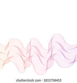 Red abstract wave. Curves isolated on white background