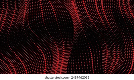 Red Abstract Wave Line Pattern Art Background