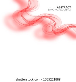 
Red abstract wave with shadow on white background