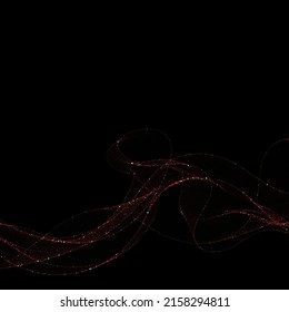 Red abstract wave with shiny particles. Presentation template.
