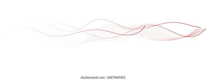  Onda abstracta roja líneas curvas delgadas para el diseño gráfico