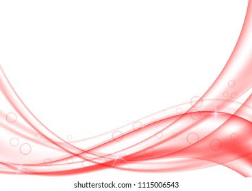 Red abstract wave transparent background. Vector illustration for your business