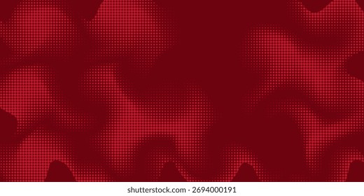 Red Abstract Wavy Dotted Background with 3D Digital Grid Effect