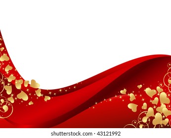 red abstract wavy heart frame with copy-space for your text