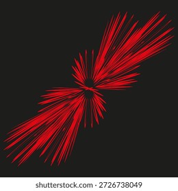 Alas abstractas rojas. Vector de explosión radiante. Profesional misterioso telón de fondo oscuro. Movimiento sofisticado. EPS 10.