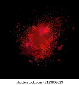 abstracción roja de las manchas. En un fondo negro. Ilustración del vector