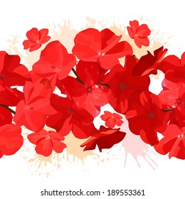 Red abstraction with flowers. seamless background. Vector 