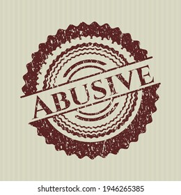 Red Abusive distress grunge stamp. 