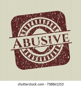 Red Abusive distress rubber stamp with grunge texture